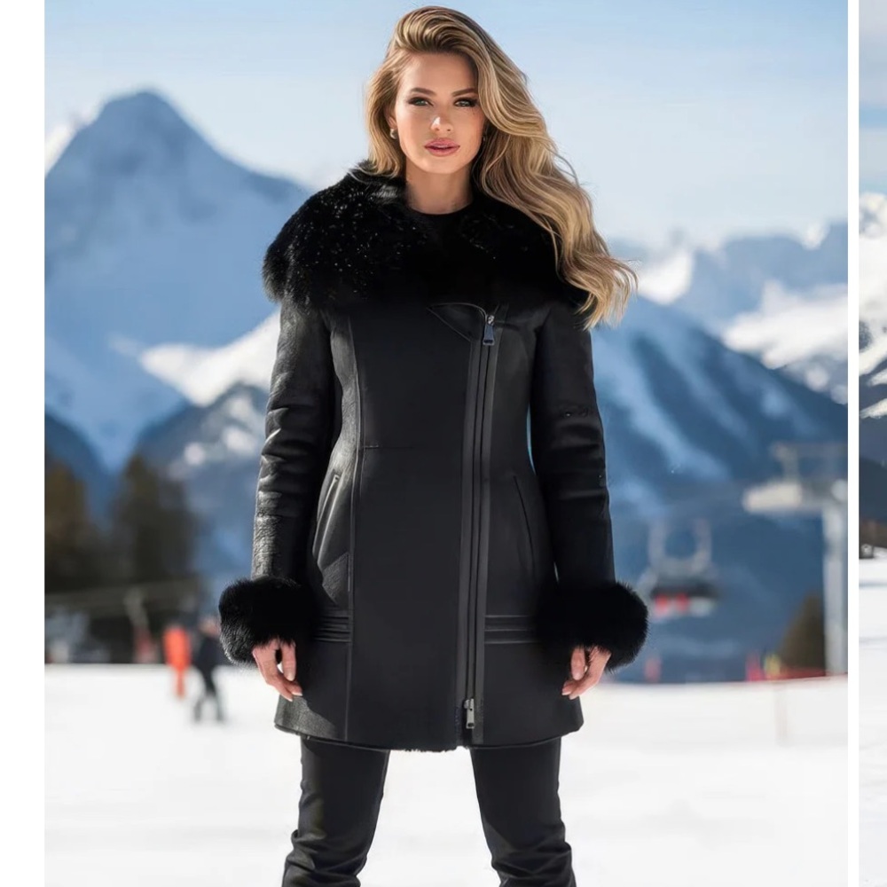 Denimaxx women’s shearling coat with detachable hood. Size L, fits like M